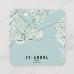 Carte De Visite Carré Plan de la ville d'Istanbul, Turquie & Texte perso