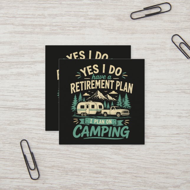 Carte De Visite Carré Plan de retraite de camping (Devant/Arrière en situation)