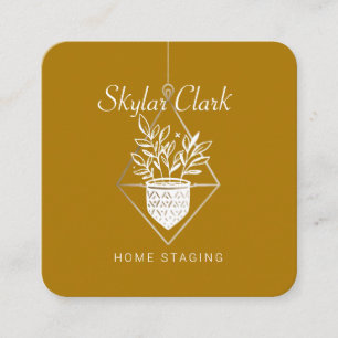 Carte De Visite Carré Plante de maison à pots en attente Moutarde en scè