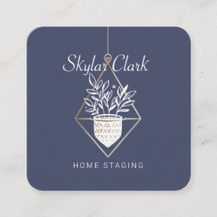 Carte De Visite Carré Plante Maison Pointe Hanging Accueil Mise En Étage