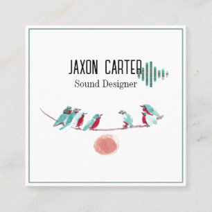 Carte De Visite Carré Plaque signalétique du bureau de chant des oiseaux