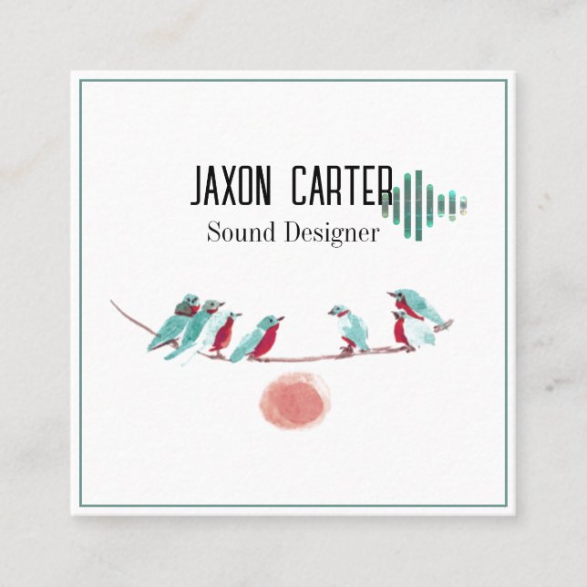 Carte De Visite Carré Plaque signalétique du bureau de chant des oiseaux (Devant)