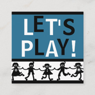 Carte De Visite Carré Playdate de l'enfant carde bleu, le blanc et le