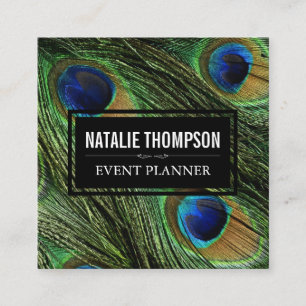 Carte De Visite Carré Plumes de paon