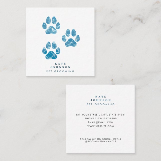 Carte De Visite Carré Poches de lavage du fabricant de chiens Imprimante (Devant / Derrière)