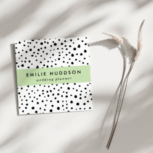 Carte De Visite Carré Points dalmatiens, Points dalmatiens, Noir et Blan