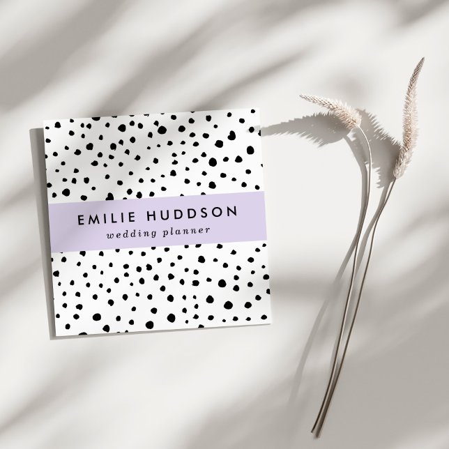 Carte De Visite Carré Points dalmatiens, Points dalmatiens, Noir et Blan (Créateur téléchargé)