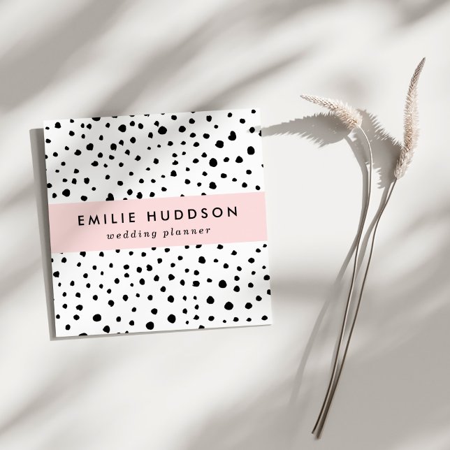 Carte De Visite Carré Points dalmatiens, Points dalmatiens, Noir et Blan (Créateur téléchargé)