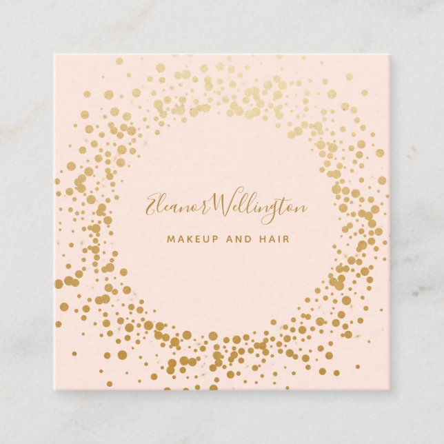 Carte De Visite Carré Points de Confetti en or rose pâle (Devant)