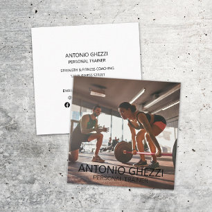 Carte De Visite Carré Points forts Sports Fitness Entraîneur personnel