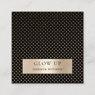 Carte De Visite Carré Points modernes Black Gold (Imitat)