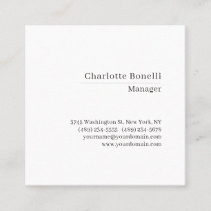 Carte De Visite Carré Police Serif Minimaliste Moderne Plain Simple Mat