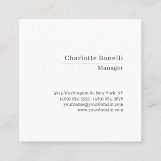 Carte De Visite Carré Police Serif Minimaliste Moderne Plain Simple Mat