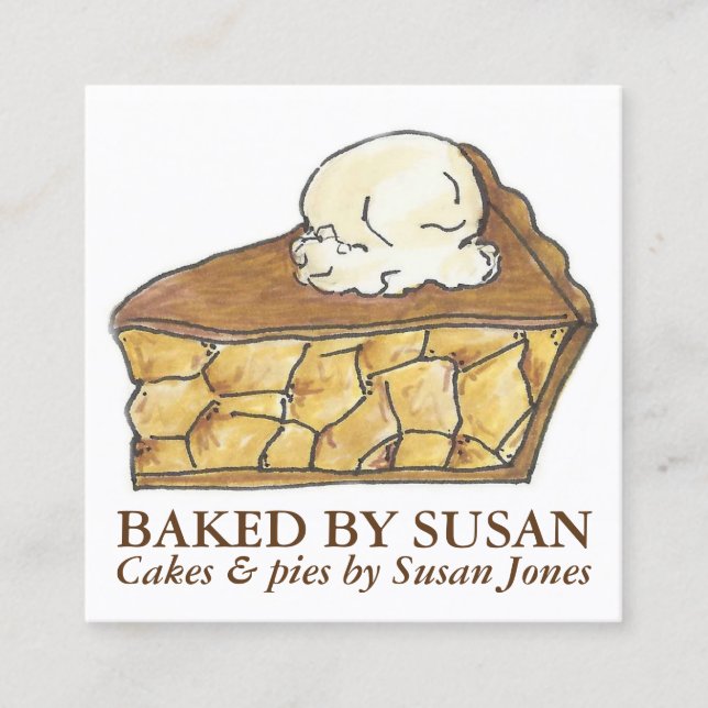 Carte De Visite Carré Pomme tarte à la mode Cuisiné par boulangerie pâti (Devant)