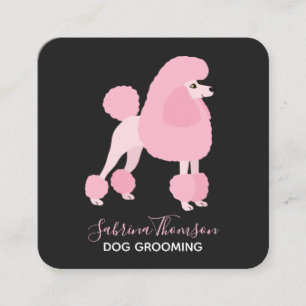 Carte De Visite Carré Poodle rose Pet Grossissant