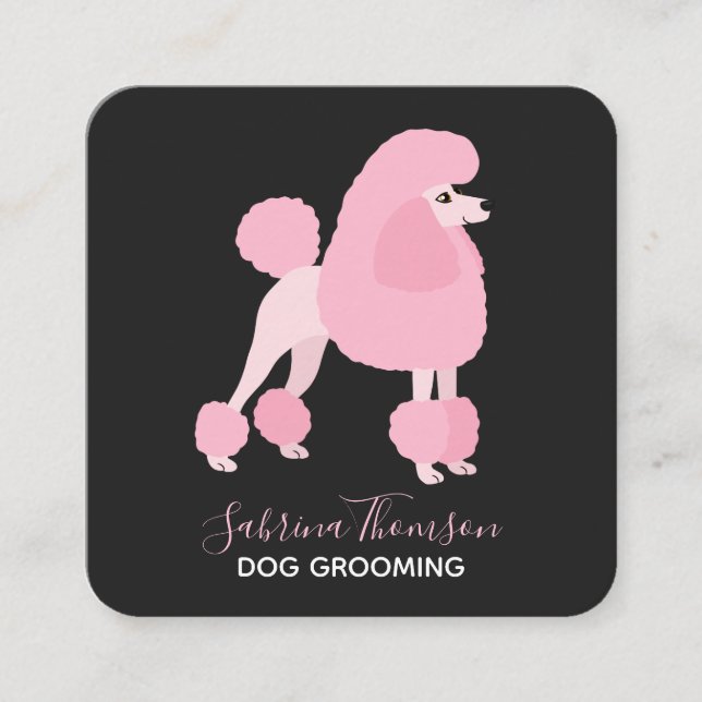 Carte De Visite Carré Poodle rose Pet Grossissant (Devant)