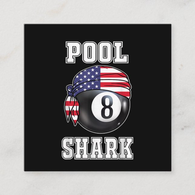 Carte De Visite Carré Pool Shark Jersey Cool Gift Top Bar Billard (Devant)
