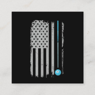 Carte De Visite Carré Pool Sticks Billiards 8 Ball Usa American Flag