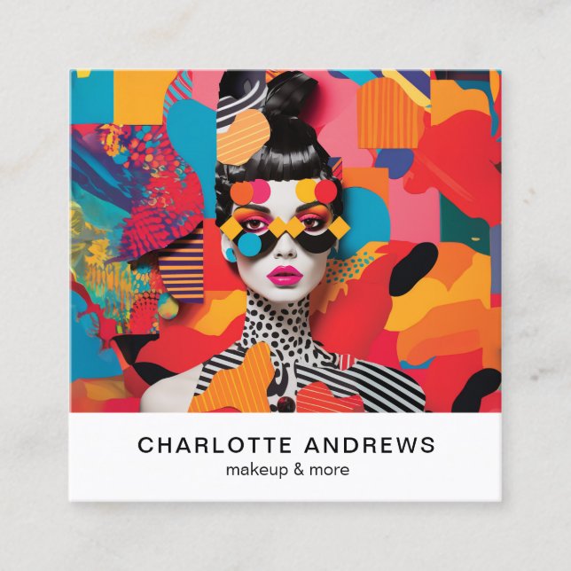 Carte De Visite Carré Pop Art Photo Collage tendance moderne (Devant)