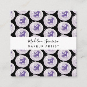 Carte De Visite Carré Poppys aquarelles violettes Maquilleuse Main 