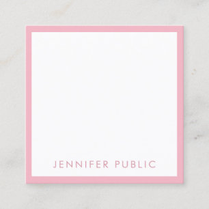 Carte De Visite Carré Populaire Elegant Rose Blanc Moderne Professionnel