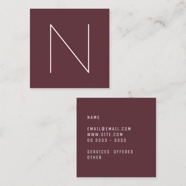 Carte De Visite Carré Port fauve simple minimal élégant (Devant / Derrière)