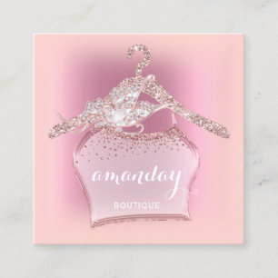 Carte De Visite Carré Porte-linge rose Diamond Boutique de mode