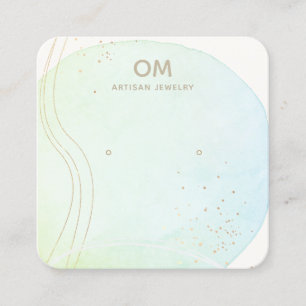 Carte De Visite Carré Porte-oreille bleu Ombre Aquarelle