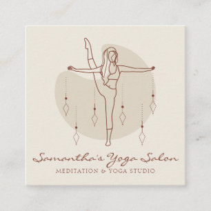 Carte De Visite Carré Pose de méditation en ivoire Yoga Pilates Gym spir