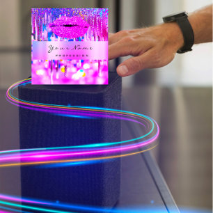 Carte De Visite Carré Pose d'holographe de logo pour artiste de maquilla