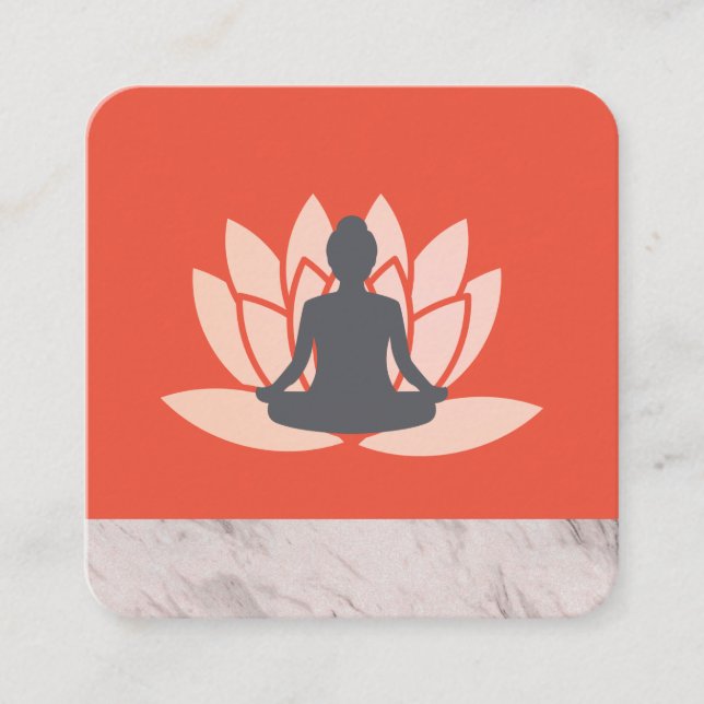 Carte De Visite Carré Poser Lotus Fleur Marbré (Devant)