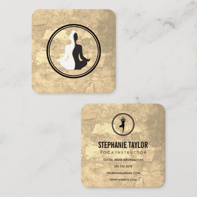 Carte De Visite Carré Poses de yoga | Méditation (Devant / Derrière)