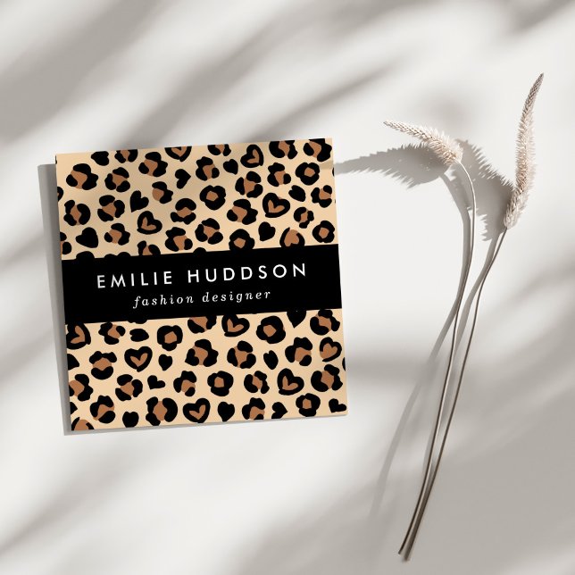 Carte De Visite Carré Poster de animal, Léopard Brown, Spots de guépard, (Créateur téléchargé)