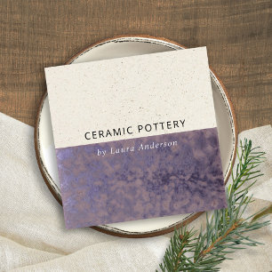 CARTE DE VISITE CARRÉ POTERIE CÉRAMIQUE PURPLE DE TEXTURE SPECKÉE GLAZ