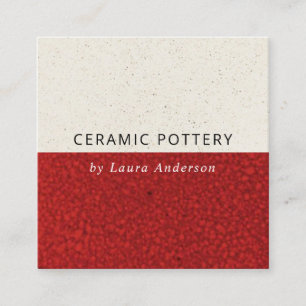 CARTE DE VISITE CARRÉ POTERIE CÉRAMIQUE ROUGE PROFONDE TEXTURE SPECKLED 