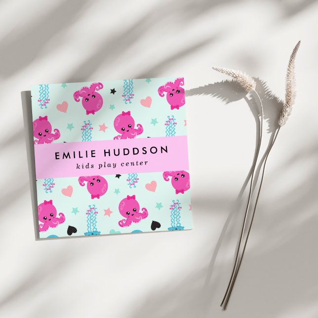 Carte De Visite Carré poulpe, méduse, Centre de jeux, Centre d'activités (Créateur téléchargé)