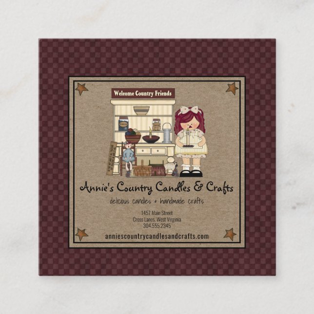 Carte De Visite Carré Poupée de cerf primitif Étoiles rouillées Bougie r (Devant)