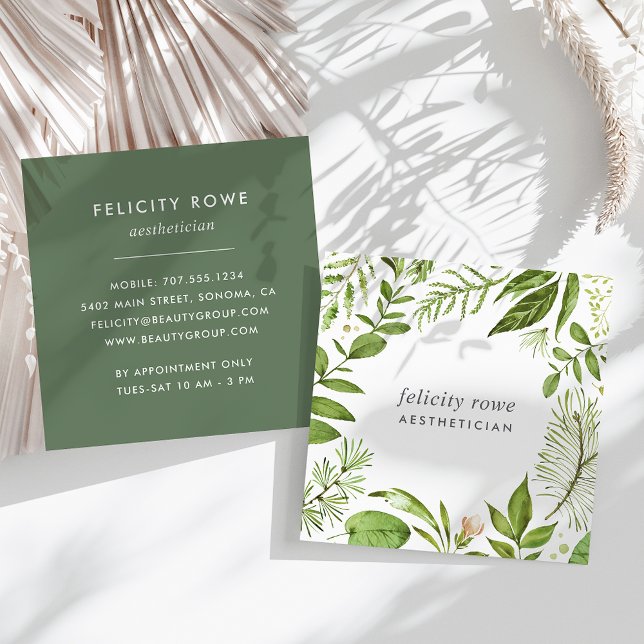 Carte De Visite Carré prairie sauvage | Cadre botanique (Créateur téléchargé)