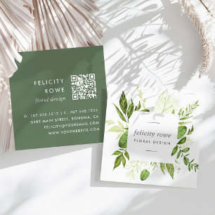 Carte De Visite Carré prairie sauvage   Code QR du cadre botanique