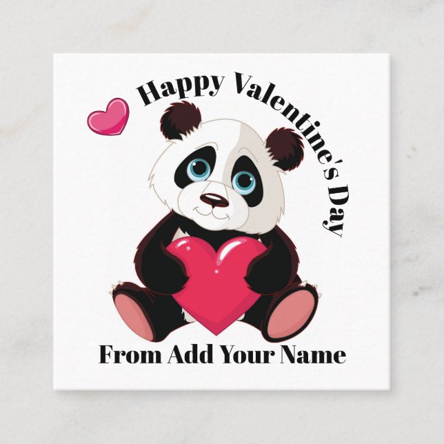 Carte De Visite Carré Précieux Panda Valentine - Revenez ! (Devant)