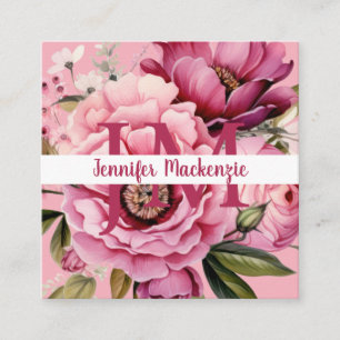 Carte De Visite Carré Premier Chic Rose Clair Floral Fleurs