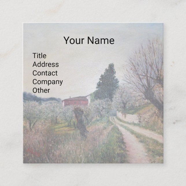 Carte De Visite Carré PREMIER PRINTEMPS EN GOUVERNALAIS / Paysage Toscan (Devant)