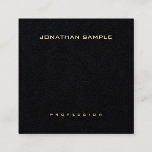 Carte De Visite Carré Premium Black Elegant Simple Design Gold Nom