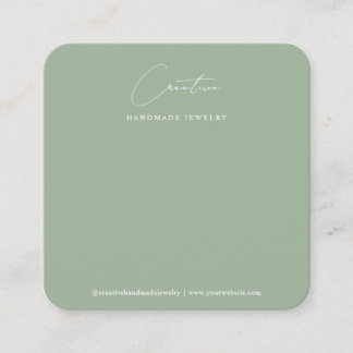 Carte De Visite Carré Présentoir de bijoux en écriture manuscrite Vert S