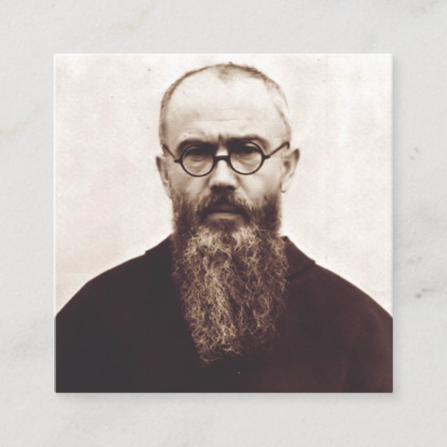 Carte De Visite Carré Prêtre catholique polonais Saint Maximilian Kolbe (Devant)