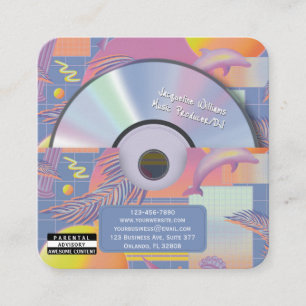 Carte De Visite Carré Producteur de musique vaporwave rétro violet CD DJ