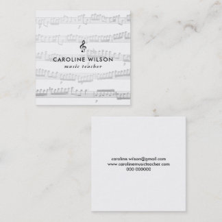 Carte De Visite Carré professeur de musique clef noire