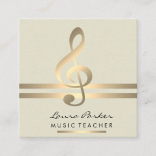Carte De Visite Carré Professeur de musique musicienne avec notes musica