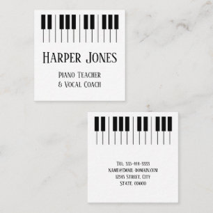 Carte De Visite Carré Professeur de Piano et Coach Vocal Styliste Clavie