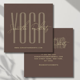 Carte De Visite Carré Professeur de yoga écriture moderne typographie ma